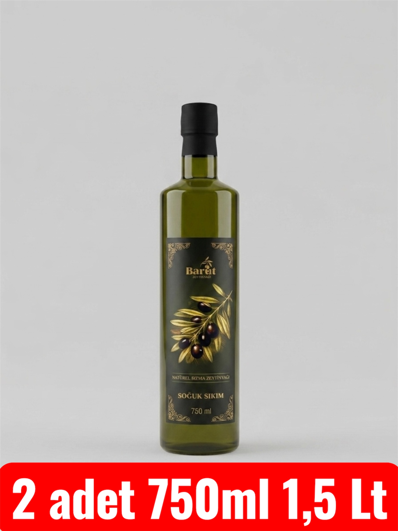 Soğuk Sıkım Sızma Zeytinyağı Yeşil Cam Şişe 1,5 lt